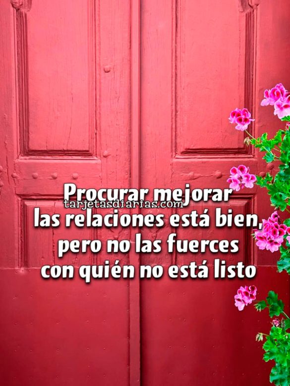 PROCURAR MEJORAR LAS RELACIONES ESTÁ BIEN, PERO NO LAS FUERCES CON QUIEN NO ESTÁ LISTO