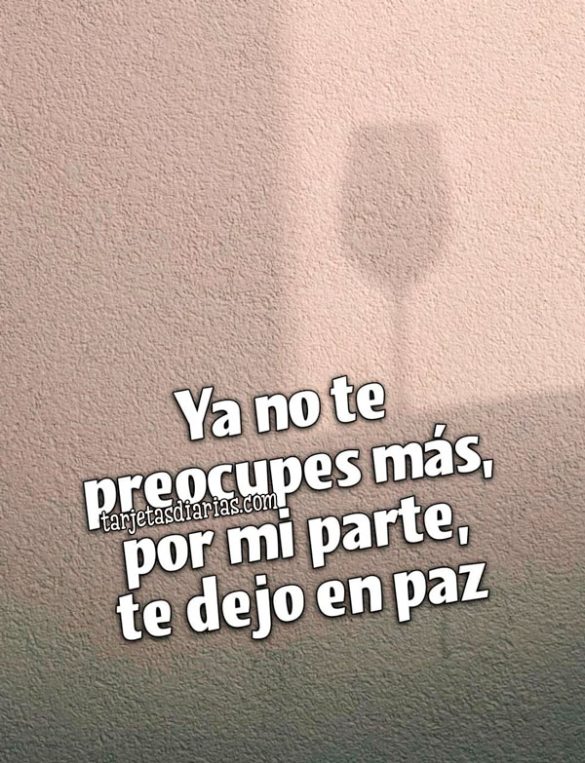 YA NO TE PREOCUPES MÁS, POR MI PARTE, TE DEJO EN PAZ