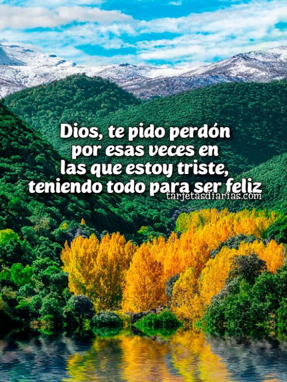DIOS, TE PIDO PERDÓN POR ESAS VECES EN LAS QUE ESTOY TRISTE, TENIENDO TODO PARA SER FELIZ
