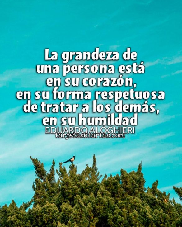 LA GRANDEZA DE UNA PERSONA ESTÁ EN SU CORAZÓN EN SU FORMA RESPETUOSA DE TRATAR A LOS DEMÁS, EN SU HUMILDAD