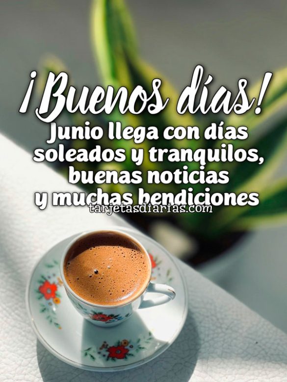 ¡BUENOS DÍAS! JUNIO LLEGA CON DÍAS SOLEADOS Y TRANQUILOS, BUENAS NOTICIAS Y MUCHAS BENDICIONES