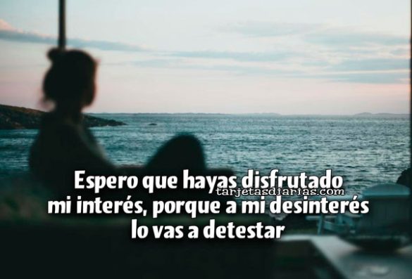 ESPERO QUE HAYAS DISFRUTADO MI INTERÉS, PORQUE A MI DESINTERÉS LO VAS A DETESTAR