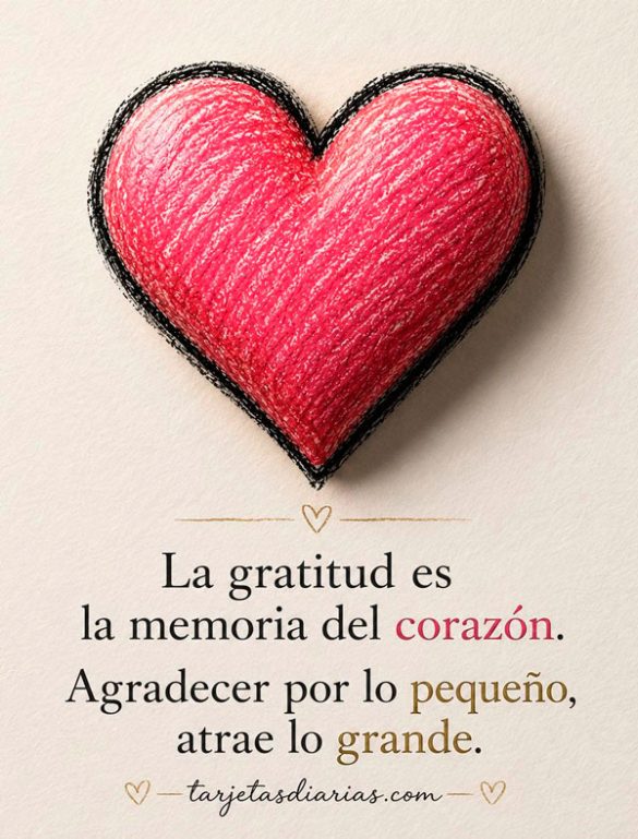 LA GRATITUD ES LA MEMORIA DEL CORAZÓN. AGRADECER POR LO PEQUEÑO ATRAE LO GRANDE