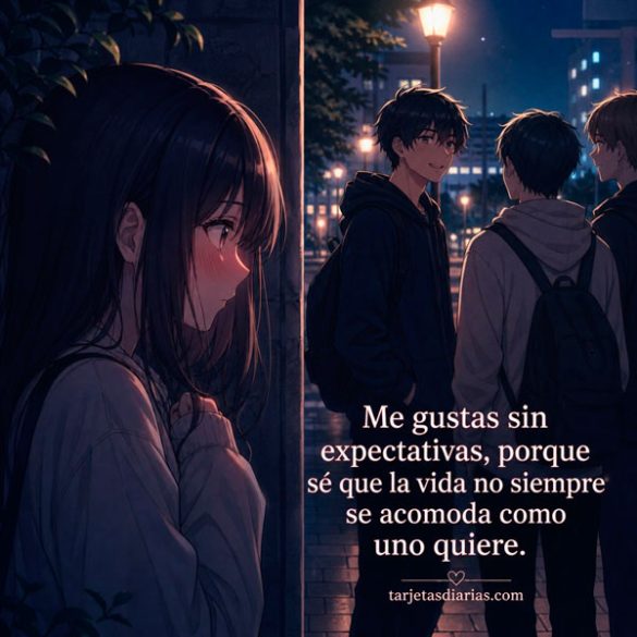 ME GUSTAS SIN EXPECTATIVAS, PORQUE SÉ QUE LA VIDA NO SIEMPRE SE ACOMODA COMO UNO QUIERE