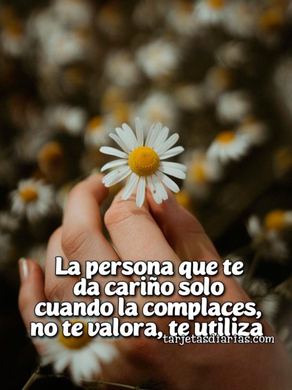 LA PERSONA QUE TE DA CARIÑO SOLO CUANDO LA COMPLACES, NO TE VALORA, TE UTILIZA