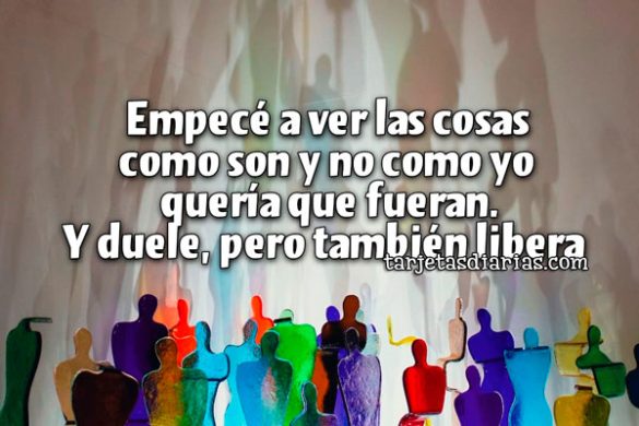 EMPECÉ A VER LAS COSAS COMO SON Y NO COMO YO QUERÍA QUE FUERAN. Y DUELE, PERO TAMBIÉN LIBERA