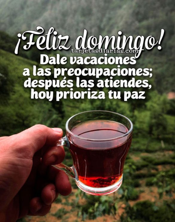 ¡FELIZ DOMINGO! DALE VACACIONES A LAS PREOCUPACIONES; DESPUÉS LAS ATIENDES, HOY PRIORIZA TU PAZ
