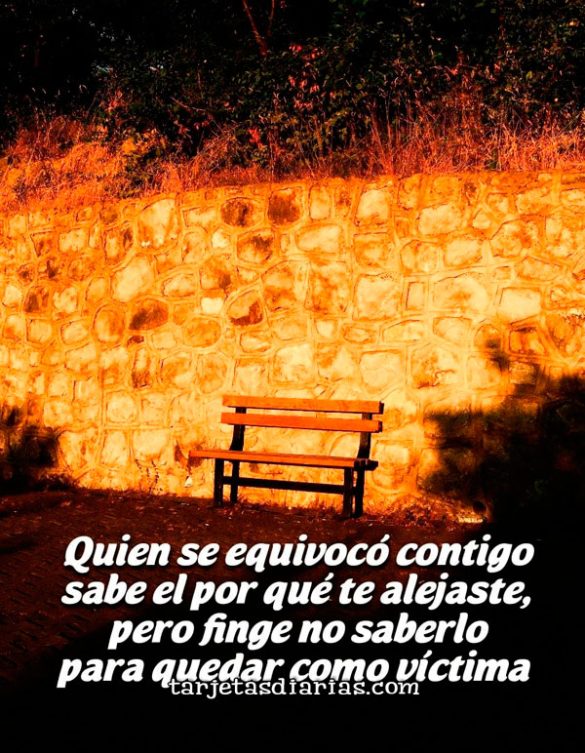 QUIEN SE EQUIVOCÓ CONTIGO SABE POR QUÉ TE ALEJASTE, PERO FINGE NO SABERLO PARA QUEDAR COMO LA VÍCTIMA