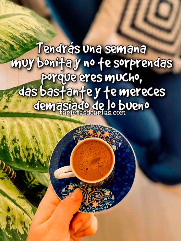TENDRÁS UNA SEMANA MUY BONITA Y NO TE SORPRENDAS PORQUE ERES MUCHO, DAS BASTANTE Y TE MERECES DEMASIADO DE LO BUENO