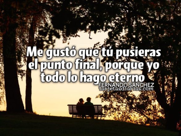 ME GUSTÓ QUE TÚ PUSIERAS EL PUNTO FINAL, PORQUE YO TODO LO HAGO ETERNO