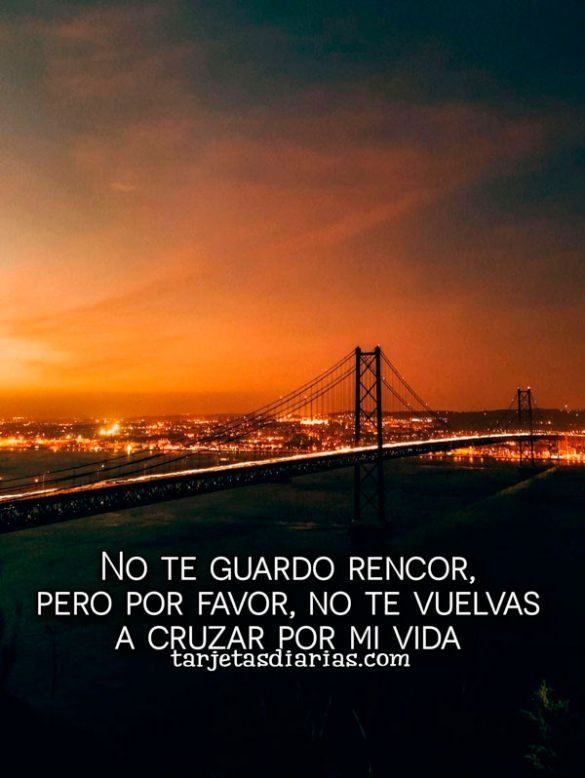 NO TE GUARDO RENCOR, PERO POR FAVOR, NO TE VUELVAS A CRUZAR POR MI VIDA