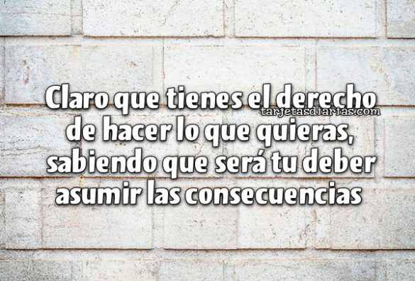 CLARO QUE TIENES EL DERECHO DE HACER LO QUE QUIERAS, SABIENDO QUE SERÁ TU DEBER ASUMIR LAS CONSECUENCIAS