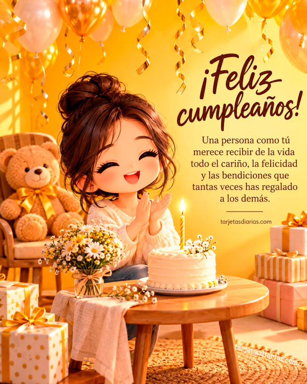 ¡FELIZ CUMPLEAÑOS! UNA PERSONA COMO TÚ MERECE RECIBIR DE LA VIDA TODO EL CARIÑO