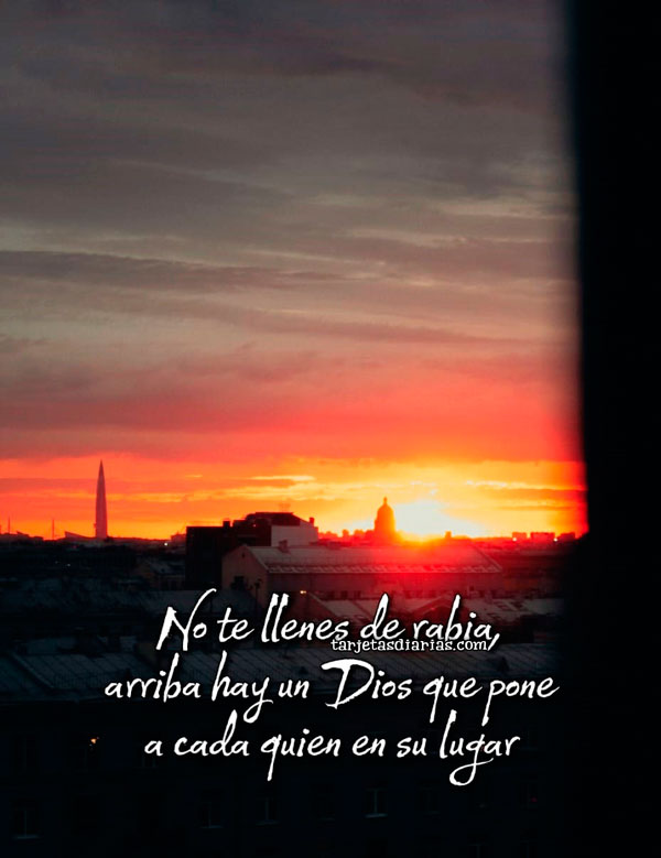 NO TE LLENES DE RABIA, HAY UN DIOS QUE PONE A CADA QUIEN EN SU LUGAR