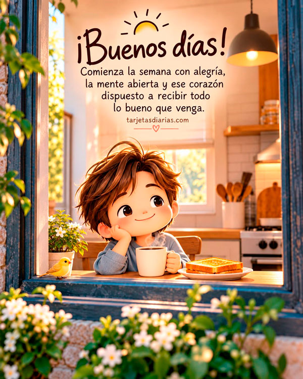 ¡BUENOS DÍAS! COMIENZA LA SEMANA CON ALEGRÍA, LA MENTE ABIERTA Y EL CORAZÓN DISPUESTO