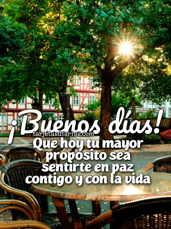 ¡BUENOS DÍAS! QUE HOY TU MAYOR PROPÓSITO SEA SENTIRTE EN PAZ CONTIGO Y CON LA VIDA