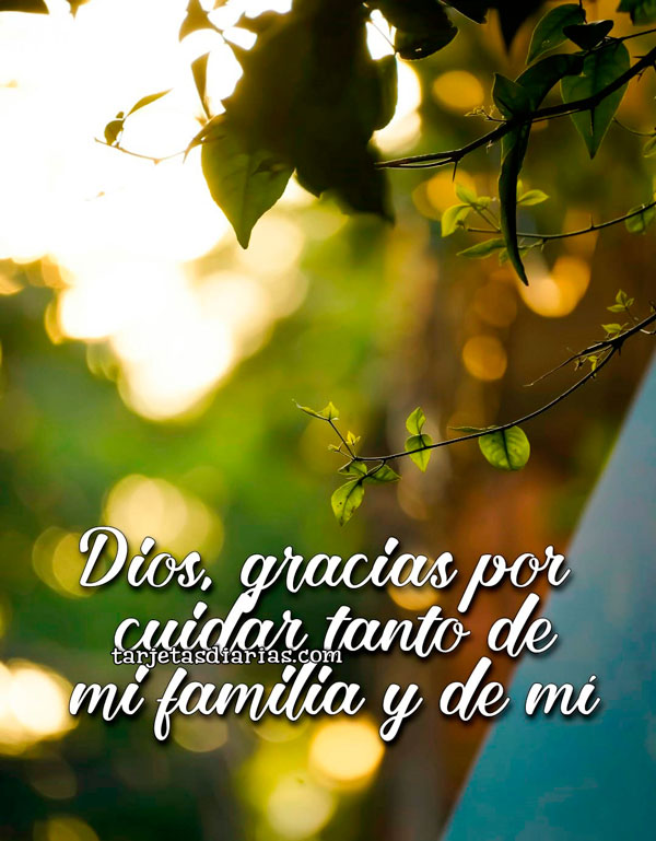 DIOS, GRACIAS POR CUIDAR TANTO DE MI FAMILIA Y DE MÍ