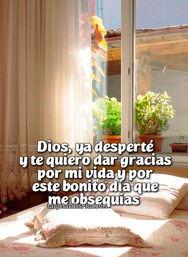 DIOS, YA DESPERTE Y TE QUIERO DAR GRACIAS POR MI VIDA Y POR ESTE BONITO DÍA QUE ME OBSEQUIAS