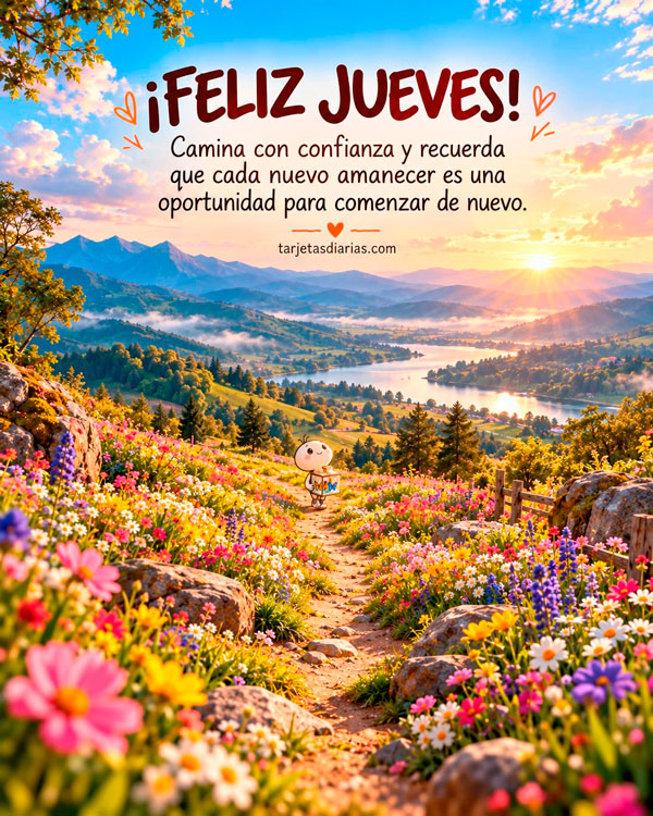 ¡FELIZ JUEVES! CAMINA CON CONFIANZA Y RECUERDA QUE CADA NUEVO AMANECER ES UNA OPORTUNIDAD PARA COMENZAR DE NUEVO