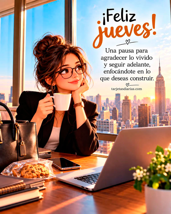 ¡FELIZ JUEVES! UNA PAUSA PARA AGREDECER POR LO VIVIDO Y SEGUIR ADELANTE, ENFOCÁNDOTE EN LO QUE DESEAS CONSTRUIR