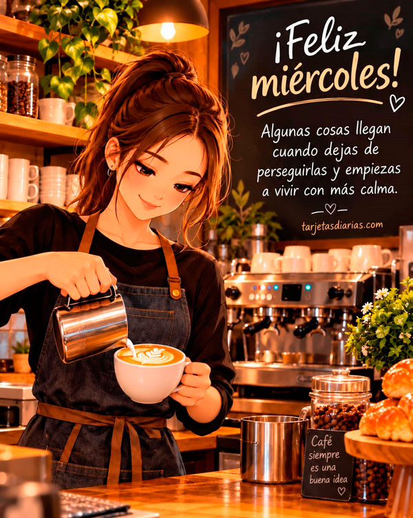 ¡FELIZ MIÉRCOLES! ALGUNAS COSAS LLEGAN CUANDO DEJAS DE PERSEGUIRLAS Y EMPIEZAS A VIVIR CON MÁS CALMA