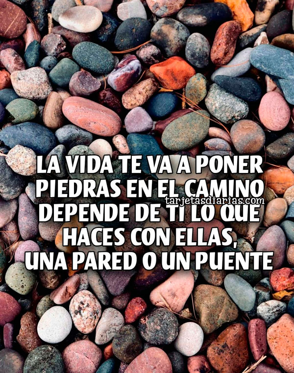 LA VIDA TE VA A PONER PIEDRAS EN EL CAMINO DEPENDE DE TI LO QUE HACES CON ELLAS, UNA PARED O UN PUENTE