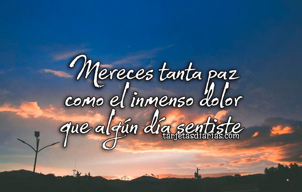 MERECES TANTA PAZ COMO EL INMENSO DOLOR QUE ALGÚN DÍA SENTISTE