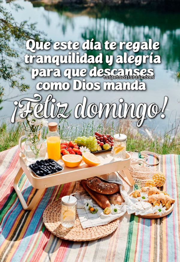 QUE ESE DÍA TE REGALE TRANQUILIDAD Y ALEGRÍA PARA QUE DESCANSES COMO DIOS MANDA. ¡FELIZ DOMINGO!