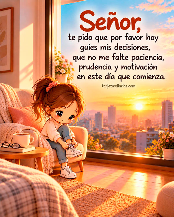 SEÑOR, TE PIDO POR FAVOR HOY GUÍES MIS DECISIONES, QUE NO ME FALTE LA PACIENCIA, PRUDENCIA Y MOTIVACIÓN EN ESTE DÍA QUE COMIENZA