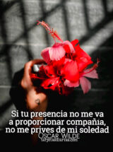 SI TU PRESENCIA NO ME VA A PROPORCIONAR COMPAÑÍA, NO ME PRIVES DE MI SOLEDAD