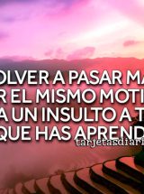 VOLVER A PASAR MAL POR EL MISMO MOTIVO, SERÍA UN INSULTO A TODO LO QUE HAS APRENDIDO