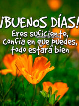 ¡BUENOS DÍAS! ERES SUFICIENTE, CONFÍA EN QUE PUEDES, TODO ESTARÁ BIEN