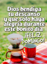 DIOS BENDIGA TU DESCANSO Y QUE SÓLO HAYA ALEGRÍA DURANTE ESTE BONITO DÍA. ¡FELIZ DOMINGO!