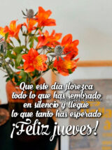 QUE ESTE DÍA FLOREZCA TODO LO QUE HAS SEMBRADO EN SILENCIO Y LLEGUE LO QUE TANTO HAS ESPERADO. ¡FELIZ JUEVES!