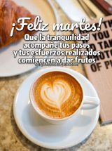 ¡FELIZ MARTES! QUE LA TRANQUILIDAD ACOMPAÑE TUS PASOS Y TUS ESFUERZOS REALIZADOS COMIENCEN A DAR FRUTOS