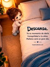 DESCANSA. YA ES MOMENTO DE DARLE TRANQUILIDAD A TU ALMA. MAÑANA SERÁ UN GRAN DÍA