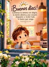 ¡BUENOS DÍAS! COMIENZA LA SEMANA CON ALEGRÍA, LA MENTE ABIERTA Y EL CORAZÓN DISPUESTO