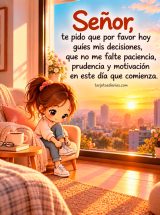SEÑOR, TE PIDO POR FAVOR HOY GUÍES MIS DECISIONES, QUE NO ME FALTE LA PACIENCIA, PRUDENCIA Y MOTIVACIÓN EN ESTE DÍA QUE COMIENZA