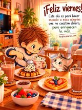 ¡FELIZ VIERNES! ESTE DÍA ES PARA HACER ESPACIO A ESAS ALEGRÍAS QUE NO CUESTAN DINERO, PERO ENRIQUECEN LA VIDA